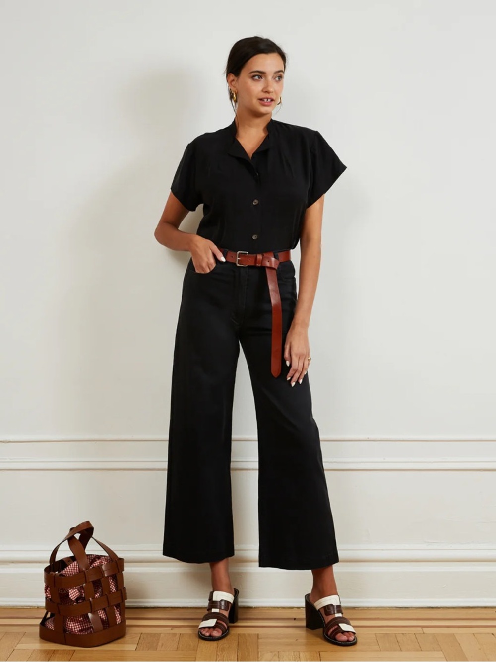 NWOT - Loup Toni Wide-Leg Ankle pants - Black - Small
